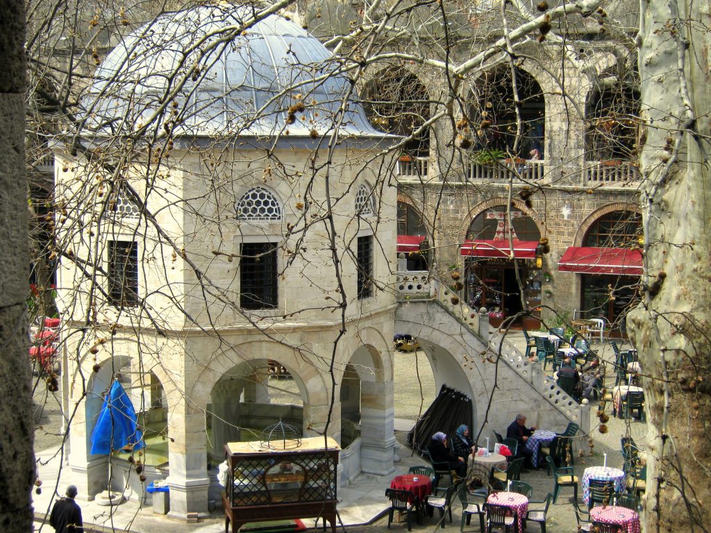 Octagonal mosque in Koza Han courtyard Bursa